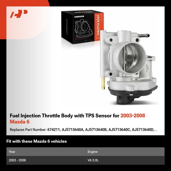 Fuel Injection Throttle Body with TPS Sensor for 2003-2008 Mazda 6