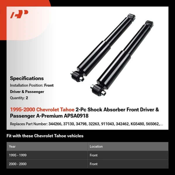 1995-2000 Chevrolet Tahoe 2-Pc Shock Absorber Front Driver & Passenger A-Premium APSA0918