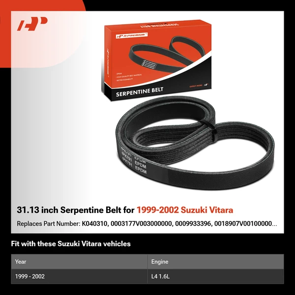 31.13 inch Serpentine Belt for 1999-2002 Suzuki Vitara