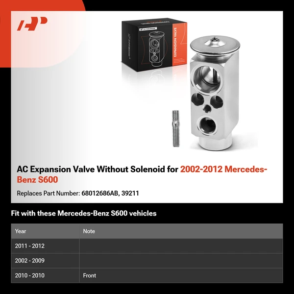 AC Expansion Valve Without Solenoid for 2002-2012 Mercedes-Benz S600