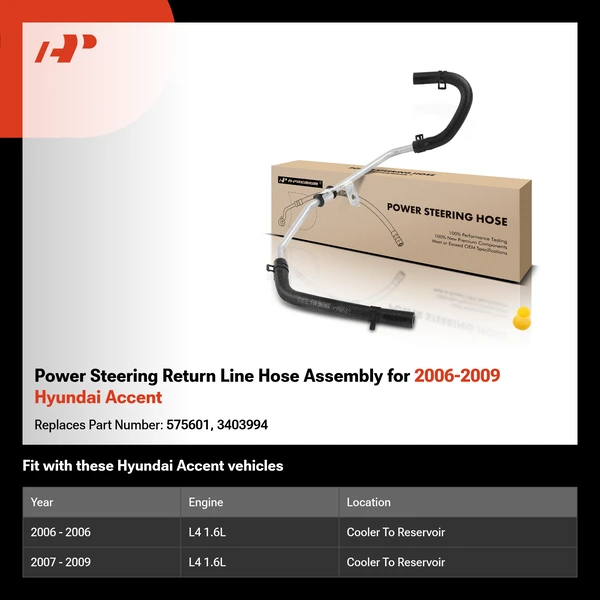 Power Steering Return Line Hose Assembly for 2006-2009 Hyundai Accent