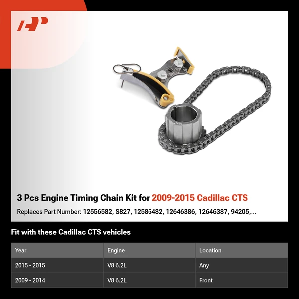 3 Pcs Engine Timing Chain Kit for 2009-2015 Cadillac CTS