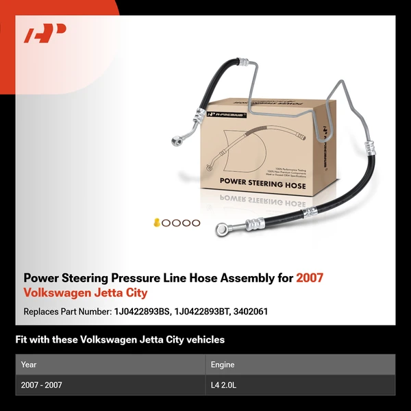 Power Steering Pressure Line Hose Assembly for 2007 Volkswagen Jetta City