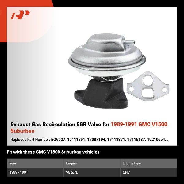 Exhaust Gas Recirculation EGR Valve for 1989-1991 GMC V1500 Suburban