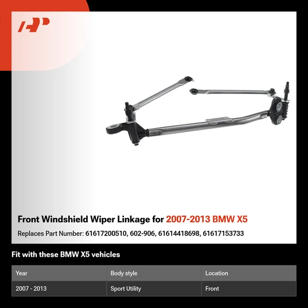 Front Windshield Wiper Linkage for 2007-2013 BMW X5