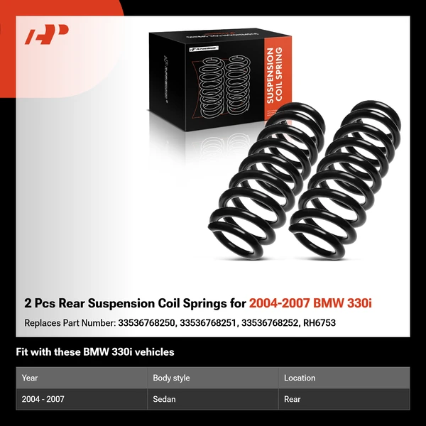 2 Pcs Rear Suspension Coil Springs for 2004-2007 BMW 330i