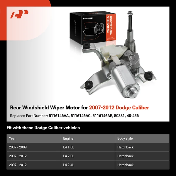 Rear Windshield Wiper Motor for 2007-2012 Dodge Caliber
