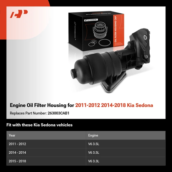 Engine Oil Filter Housing for 2011-2012 2014-2018 Kia Sedona