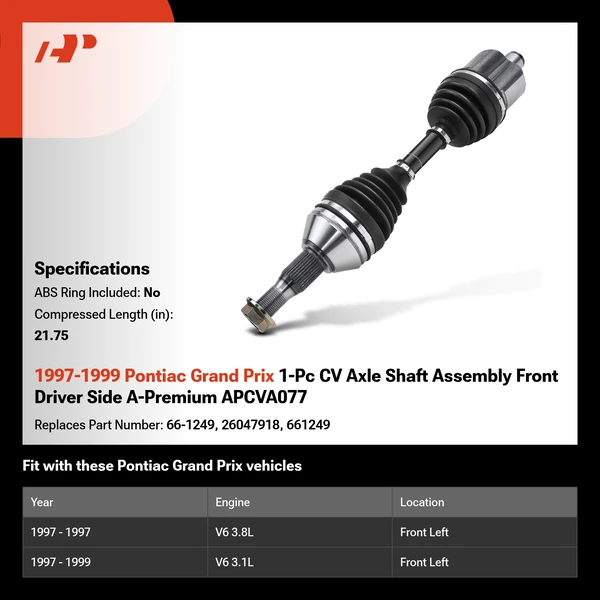 1997-1999 Pontiac Grand Prix 1-Pc CV Axle Shaft Assembly Front Driver Side A-Premium APCVA077