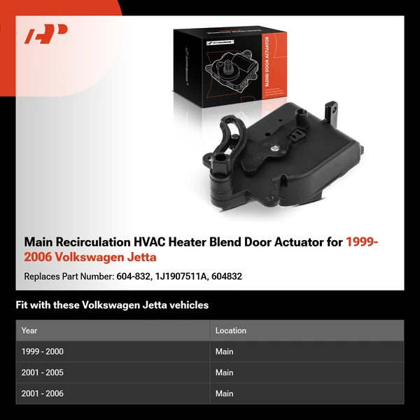 Main Recirculation HVAC Heater Blend Door Actuator for 1999-2006 Volkswagen Jetta