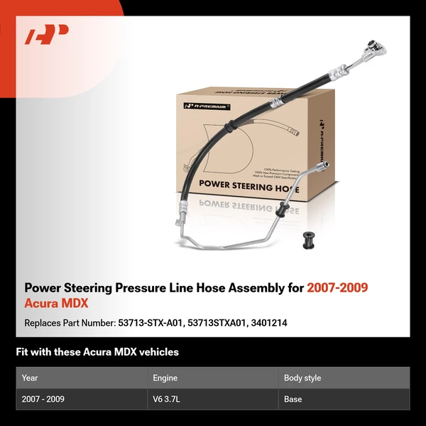 Power Steering Pressure Line Hose Assembly for 2007-2009 Acura MDX