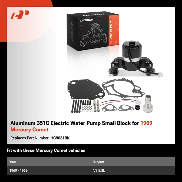 Aluminum 351C Electric Water Pump Small Block for 1969 Mercury Comet
