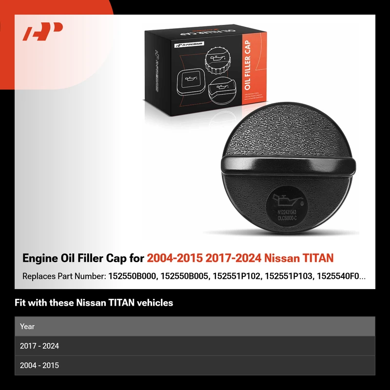 Engine Oil Filler Cap for 2004-2015 2017-2024 Nissan TITAN