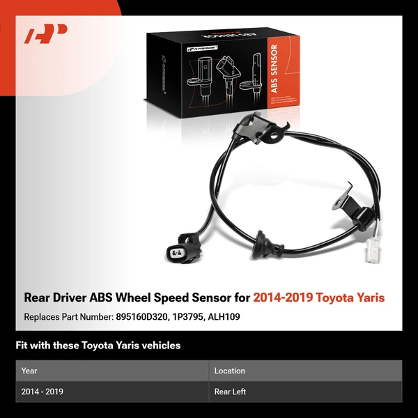 Rear Driver ABS Wheel Speed Sensor for 2014-2019 Toyota Yaris