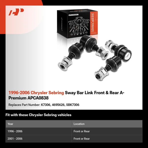 1996-2006 Chrysler Sebring Sway Bar Link Front & Rear A-Premium APCA0838