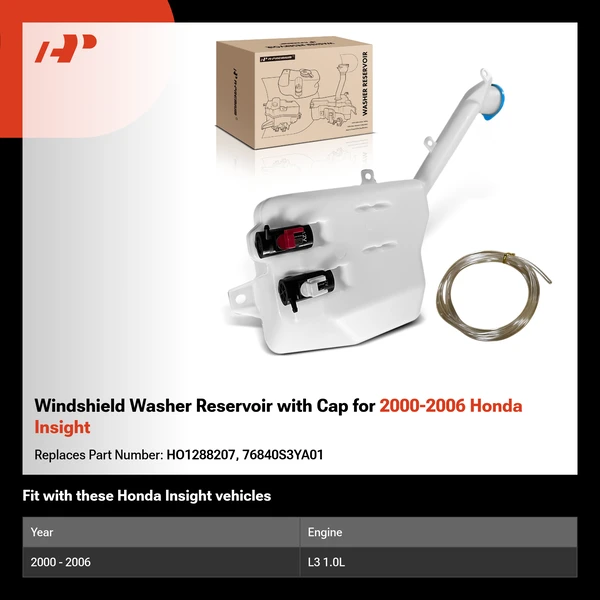 Windshield Washer Reservoir with Cap for 2000-2006 Honda Insight