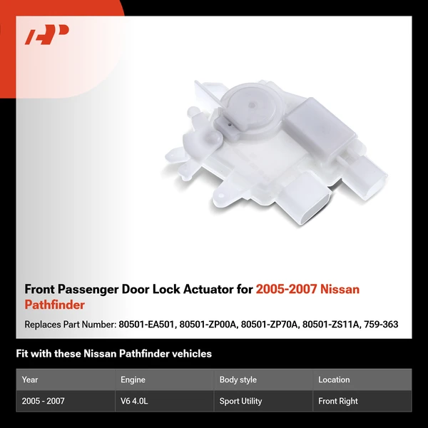 Front Passenger Door Lock Actuator for 2005-2007 Nissan Pathfinder