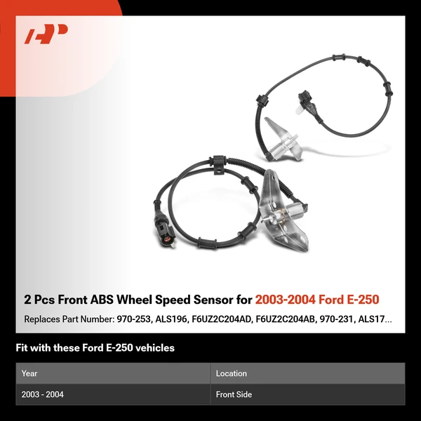 2 Pcs Front ABS Wheel Speed Sensor for 2003-2004 Ford E-250