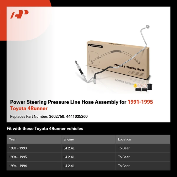 Power Steering Pressure Line Hose Assembly for 1991-1995 Toyota 4Runner