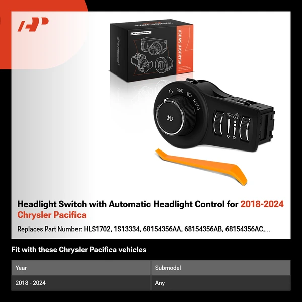 Headlight Switch with Automatic Headlight Control for 2018-2024 Chrysler Pacifica