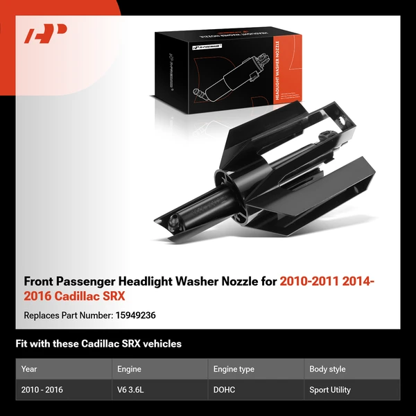 Front Passenger Headlight Washer Nozzle for 2010-2011 2014-2016 Cadillac SRX