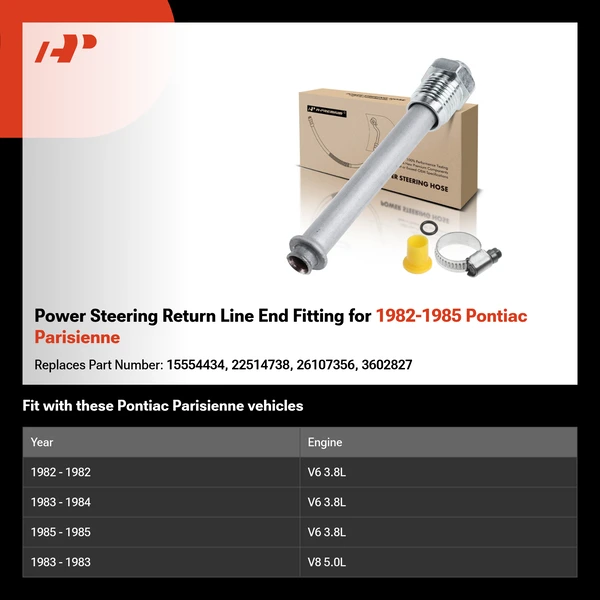 Power Steering Return Line End Fitting for 1982-1985 Pontiac Parisienne