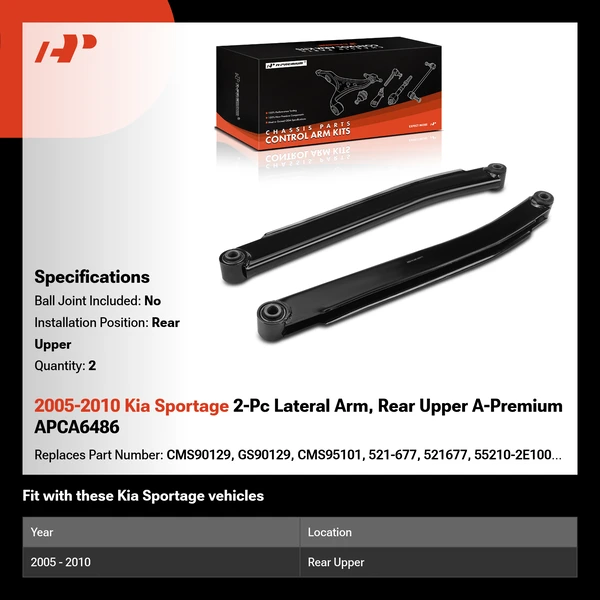 2005-2010 Kia Sportage 2-Pc Lateral Arm, Rear Upper A-Premium APCA6486