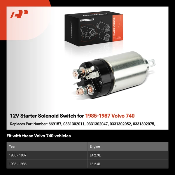 12V Starter Solenoid Switch for 1985-1987 Volvo 740
