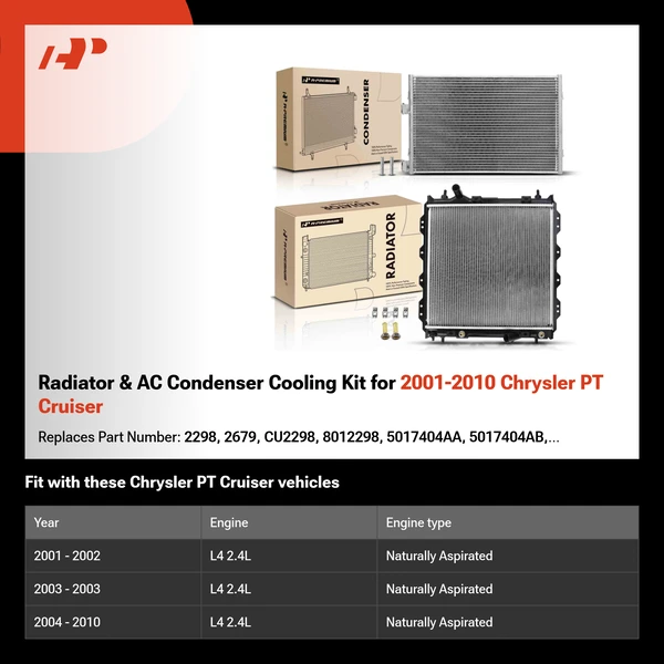 Radiator & AC Condenser Cooling Kit for 2001-2010 Chrysler PT Cruiser