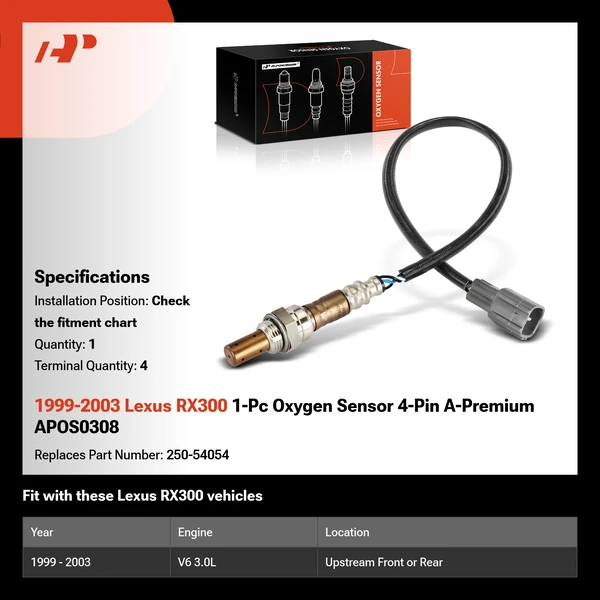 1999-2003 Lexus RX300 1-Pc Oxygen Sensor 4-Pin A-Premium APOS0308