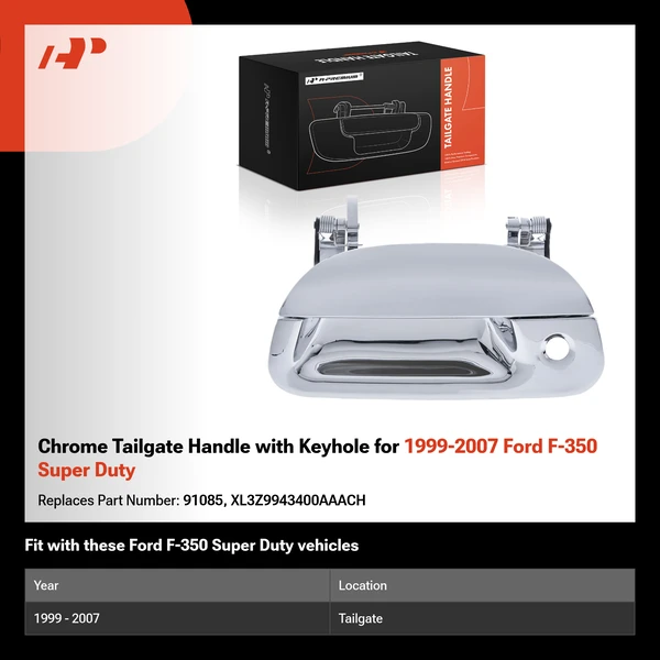 Chrome Tailgate Handle with Keyhole for 1999-2007 Ford F-350 Super Duty