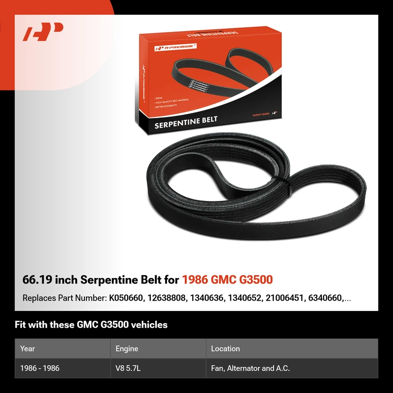 66.19 inch Serpentine Belt for 1986 GMC G3500