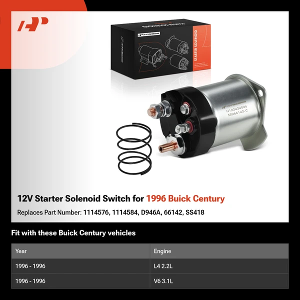 12V Starter Solenoid Switch for 1996 Buick Century