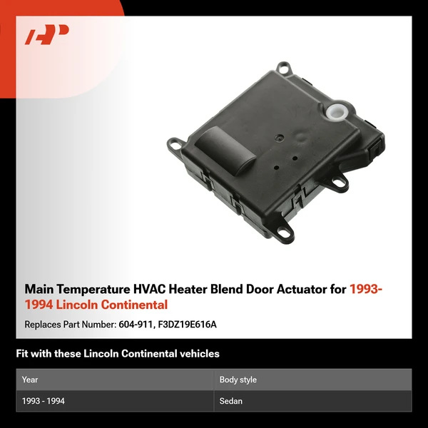 Main Temperature HVAC Heater Blend Door Actuator for 1993-1994 Lincoln Continental