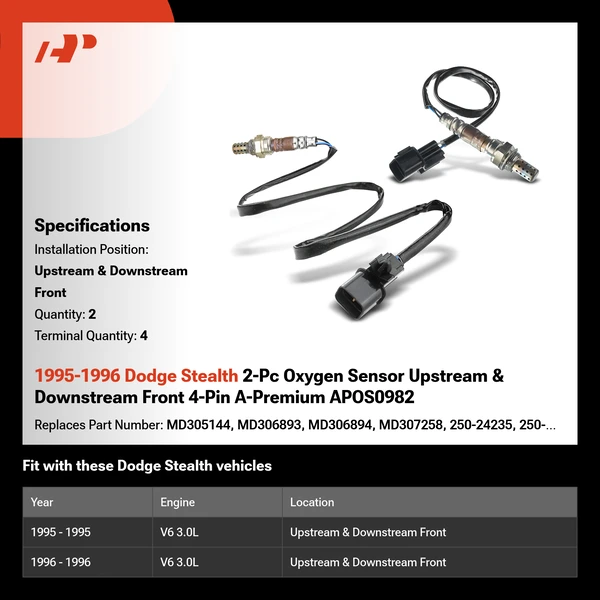 1995-1996 Dodge Stealth 2-Pc Oxygen Sensor Upstream & Downstream Front 4-Pin A-Premium APOS0982