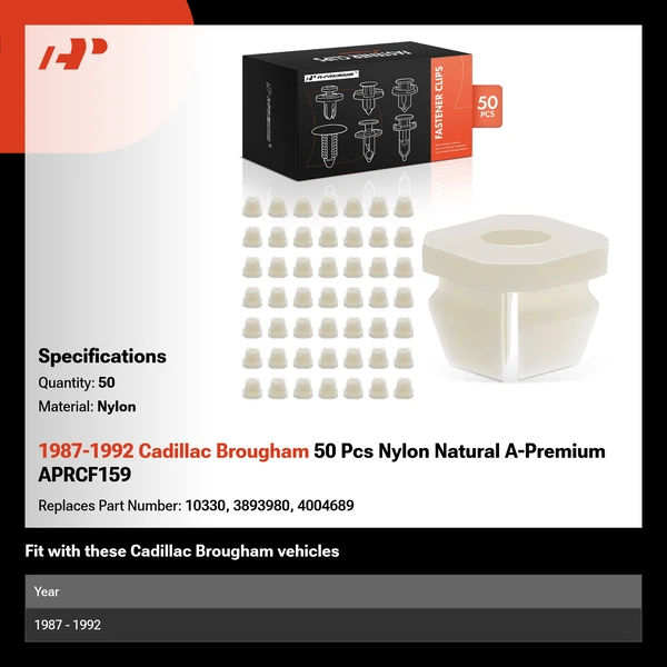 1987-1992 Cadillac Brougham 50 Pcs Nylon Natural A-Premium APRCF159