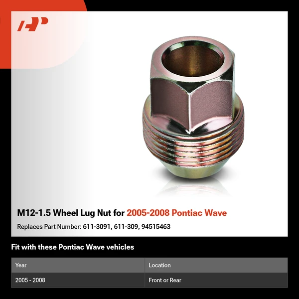 M12-1.5 Wheel Lug Nut for 2005-2008 Pontiac Wave
