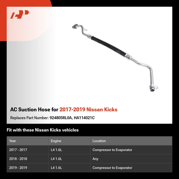 AC Suction Hose for 2017-2019 Nissan Kicks