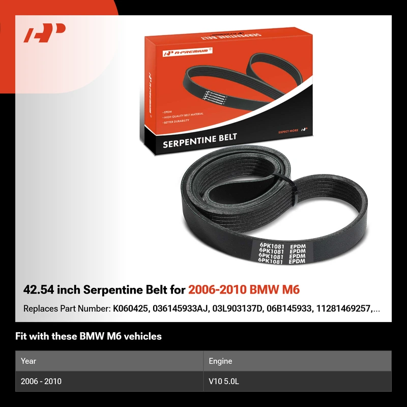 42.54 inch Serpentine Belt for 2006-2010 BMW M6