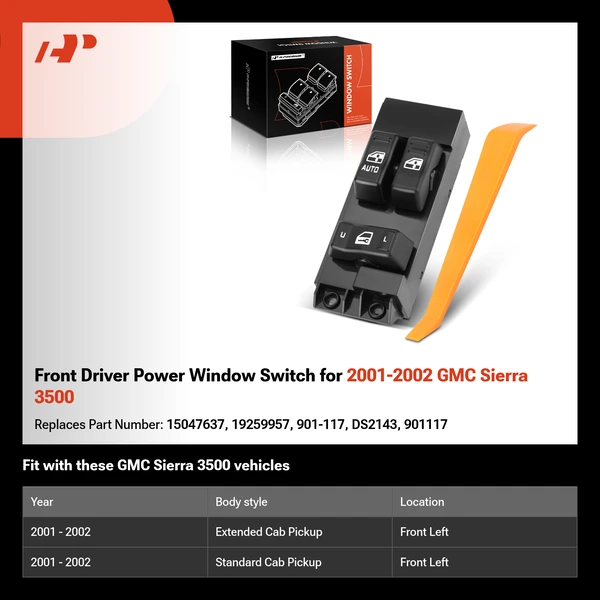Front Driver Power Window Switch for 2001-2002 GMC Sierra 3500