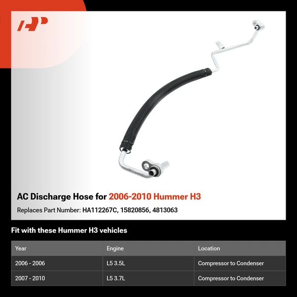 AC Discharge Hose for 2006-2010 Hummer H3