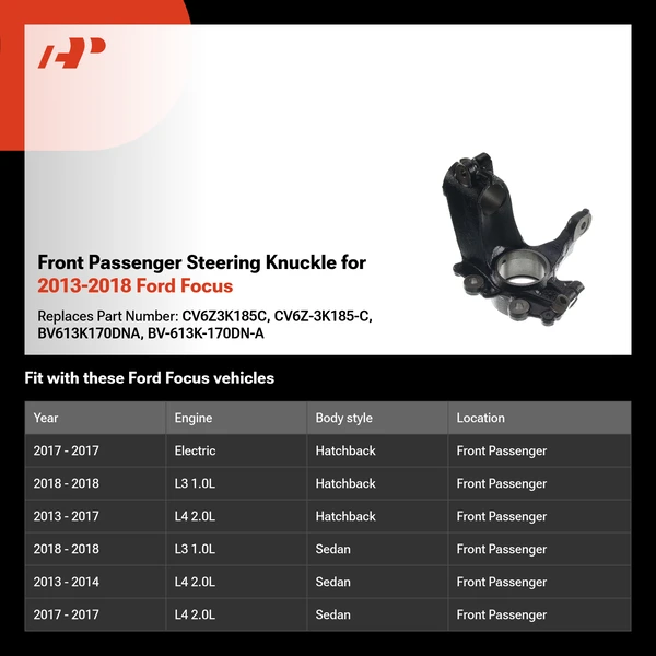 Front Passenger Steering Knuckle for 2013-2018 Ford Focus