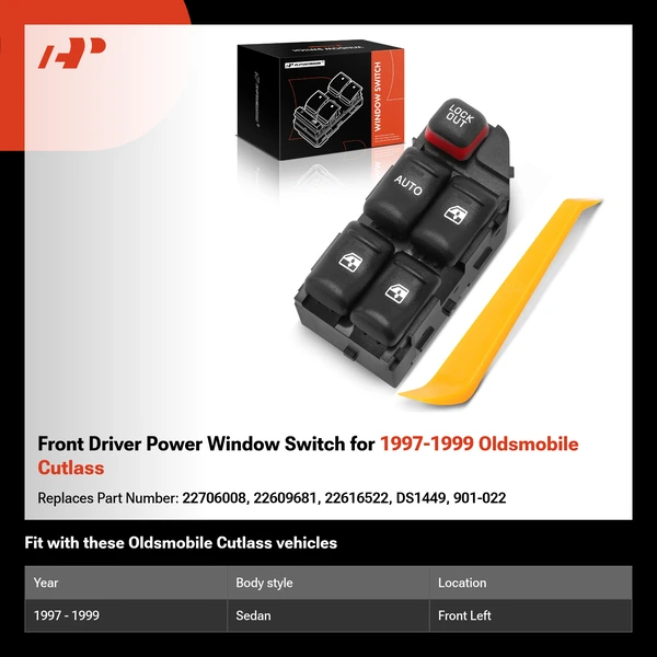 Front Driver Power Window Switch for 1997-1999 Oldsmobile Cutlass