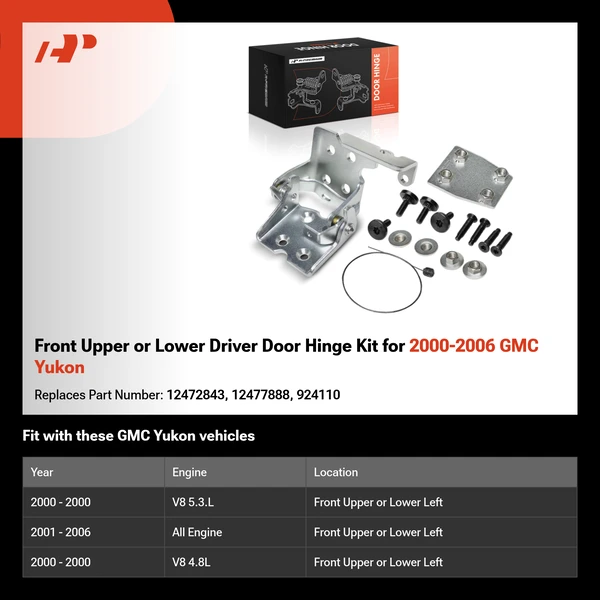 Front Upper or Lower Driver Door Hinge Kit for 2000-2006 GMC Yukon