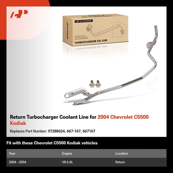 Return Turbocharger Coolant Line for 2004 Chevrolet C5500 Kodiak