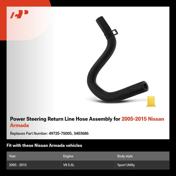 Power Steering Return Line Hose Assembly for 2005-2015 Nissan Armada