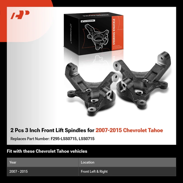 2 Pcs 3 Inch Front Lift Spindles for 2007-2015 Chevrolet Tahoe