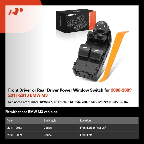 Front Driver or Rear Driver Power Window Switch for 2008-2009 2011-2013 BMW M3