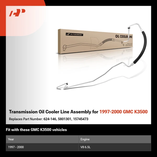 Transmission Oil Cooler Line Assembly for 1997-2000 GMC K3500
