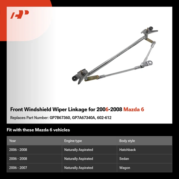Front Windshield Wiper Linkage for 2006-2008 Mazda 6